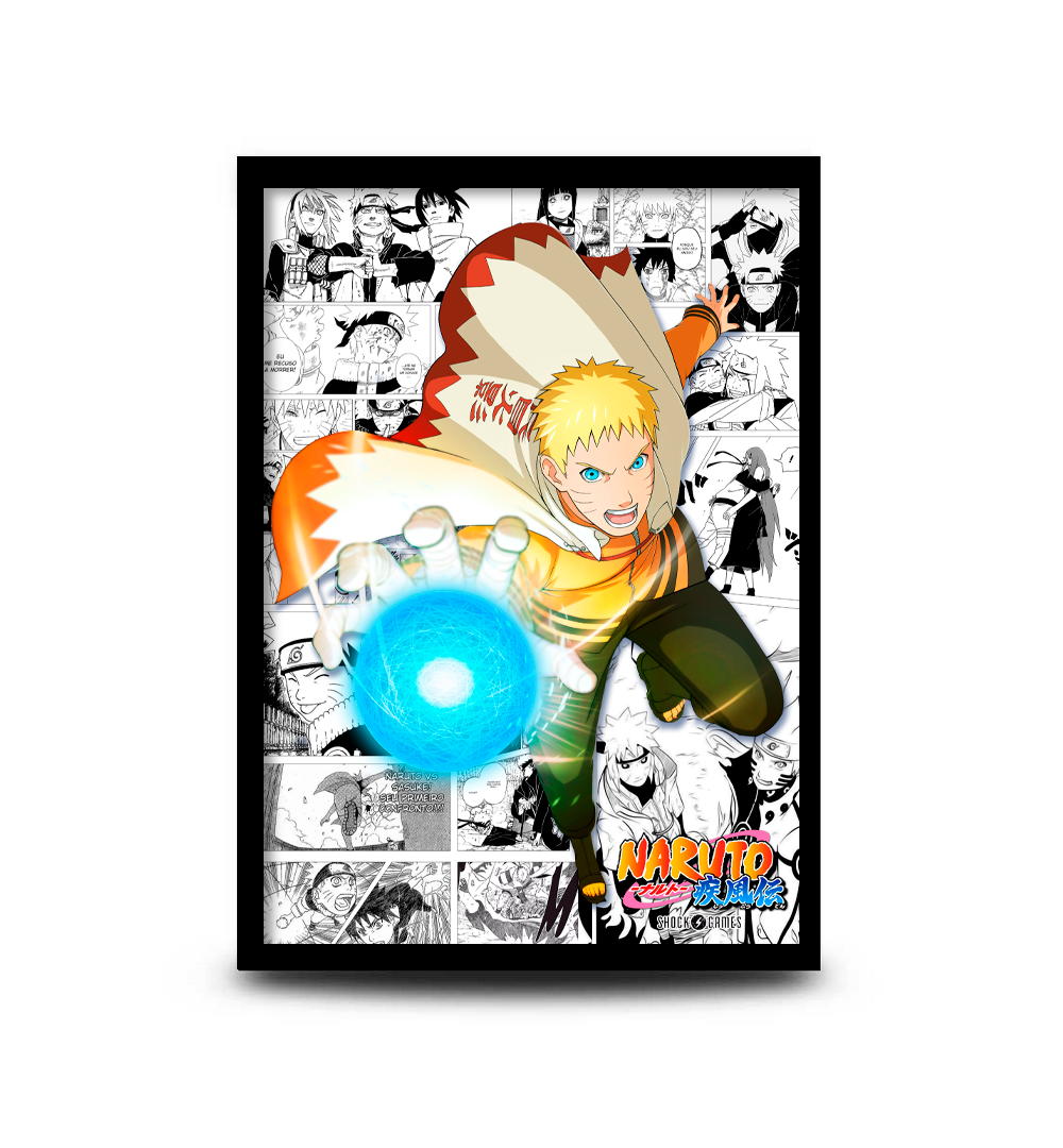 Quadro Decorativo Uzumaki Naruto Hokage Com Moldura 33x43cm