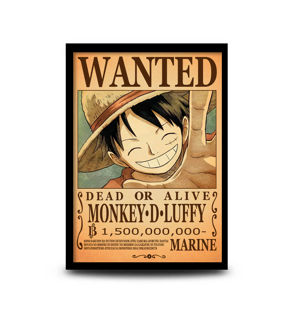 Quadro One Piece - Wanted Monkey D. Luffy - 32,5 x 43cm - Shock Games